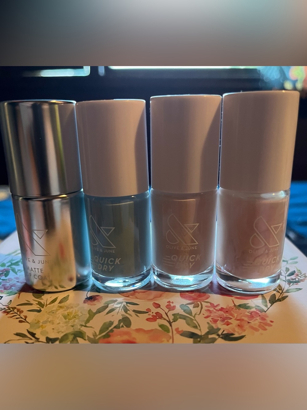 Olive & June Quick Dry Nail Polish — Blue and Beige Duo